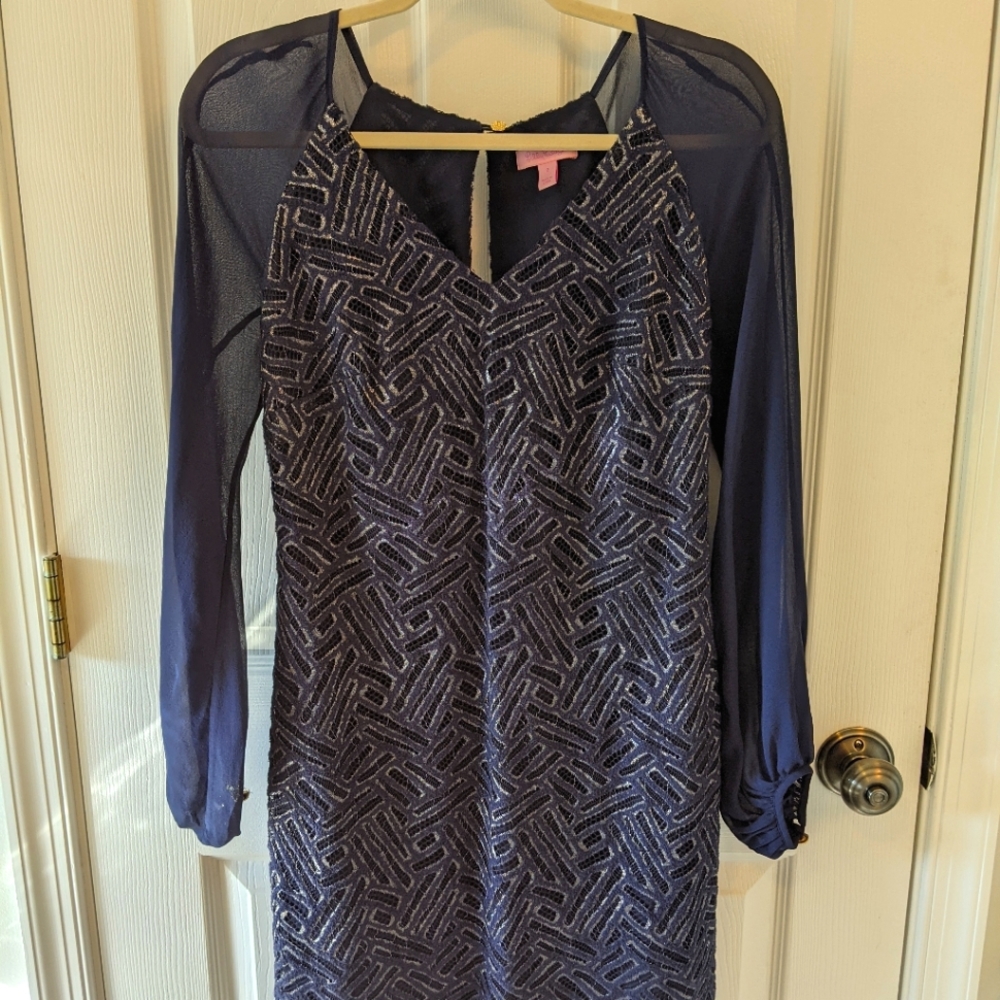 Navy Lilly Pulitzer Dress with Gold Sparkles